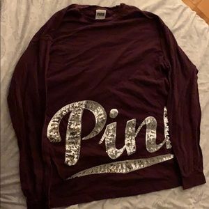 Maroon and sequin PINK long sleeve shirt